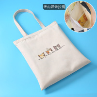 ins韩风小众大容量帆布包女夏文艺大学生通勤单肩包手提布袋日系 3只小猫咪/经典款/米黄