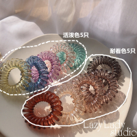 LazyLady ~性价比高电话线发绳~实用不伤发皮筋无痕彩色头绳 活泼色5只