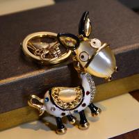 个性猫眼石可爱小驴钥匙扣汽车钥匙链挂饰女精致包包挂件情侣礼物 可爱小毛驴-金色