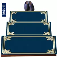 中式楼梯踏步垫免胶自粘家用防滑垫台阶贴欧式实木楼梯地毯脚步垫 HY11-中式蓝 0定制尺寸*联系客服0
