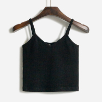 你好卡农 短款背心吊带女外穿2021春装新款修身性感内搭小吊带衫 黑色 S