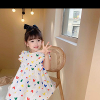 2021童装夏款新品连衣裙韩版无袖飞飞袖潮背心裙中小童公主裙7401 白色 7