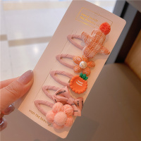 儿童发卡小宝宝夹子女童布艺蝴蝶结bb夹婴幼儿夹子碎发刘海夹头花 1#橘色仙人掌组