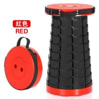 收纳伸缩折叠椅凳子加厚调节便携式户外家用旅行钓鱼外出小圆凳子 红色加厚凳承重300斤