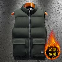 男士马甲秋冬季背心坎肩羽绒棉男装秋装上衣服潮ins加厚马夹外套 8019军绿 M [90~100斤]