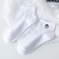 袜子女短袜春夏薄款韩版可爱情侣船袜黑白色小人头NB男士袜子潮 白色 1双