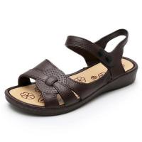 妈妈鞋女士凉鞋夏季新款塑料胶鞋平底防滑老人鞋中老年奶奶凉拖鞋 220棕色 36(偏小一码)