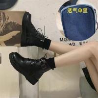 ann马丁靴女英伦风2021年春夏季薄款百搭透气小跟瘦瘦靴短靴潮ins 黑色单里 35