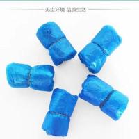 加厚鞋套一次性防尘防水塑料环保脚套无纺布无尘家用一次性鞋套 超厚塑料蓝色(1.4克每只) 30只试用装