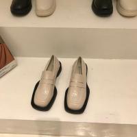 厚底英伦风小皮鞋少女鞋子春夏季薄款法式小众单鞋日系jk大头瓢鞋 亮光米色 关注店铺小礼品 35