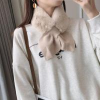 冬季韩版毛领毛绒围巾女保暖可爱少女围脖仿獭兔毛加厚毛毛脖套潮 精典桃心奶茶色