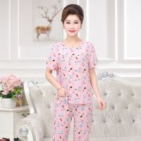 棉绸睡衣女夏季套装短袖公主风薄款夏天绵绸春秋女士家居服两件套 粉口红 XL 建议[80-100斤]