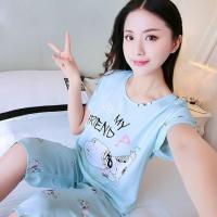 春秋季绵绸女睡衣套头长裤长袖套装轻薄可爱韩版大码人造棉家居服 双短小狗 M