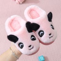 亲子儿童棉拖鞋男女童居家毛毛鞋室内小孩保暖鞋冬季防滑棉鞋宝宝 粉红色 [熊猫拖鞋] 40/41码内长25.0厘米