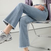 微喇牛仔裤女2021年新款春季显瘦高腰九分小个子浅色牛仔喇叭裤子 631浅蓝色 25