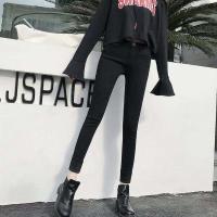 加绒加厚灰色高腰牛仔裤女冬季新款韩版弹力紧身显瘦外穿保暖裤 纯黑牛仔裤[不加绒] 25码[建议70-80斤]