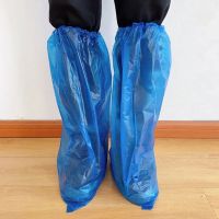 10件一次性雨衣雨披水衣防水透明PE套衫景区游乐场雨披斗篷雨衣 一次性长筒鞋套5双 蓝色