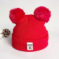 婴儿帽子秋冬季男女宝宝毛线帽加厚保暖新生儿帽0-3-6-12个月1-2 15单帽-红色 均码有弹性[参考0-24月]