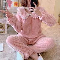 珊瑚绒睡衣女士冬季新款套装加厚加绒学生ins可爱春秋法兰绒冬天 FZ#5651豆沙 M