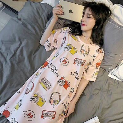 韩版睡衣女夏学生时尚女士卡通睡衣可爱舒适睡衣女春秋家居服套装 短袖 (照相机) M (70-90斤