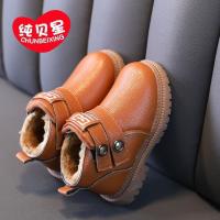 男童鞋子2020新款冬季儿童雪地靴加绒加厚马丁靴短靴保暖宝宝棉鞋 黄棕色【大棉加绒加厚】 25码内长15CM
