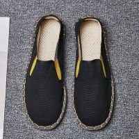 老北京布鞋男女中国风鞋潮流刺绣鞋帆步休闲鞋春秋季软底舒适鞋 简约黄色线 [清秀版黄边]黑 36 所有鞋码女士建议正常拍