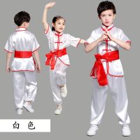 儿童武术服演出服装小学生少儿中国风功夫太极练功服男女幼儿表演 白色短袖 100