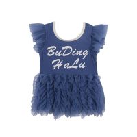 2020夏季儿童泳装中小童宝宝洋气泳衣女童连体游泳衣小女孩网纱韩 蓝色 90