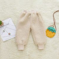宝宝加绒裤子女童冬装0-1岁3儿童棉裤5加厚外穿秋冬婴儿童2加绒裤 米白色 泰迪绒毛毛裤 73