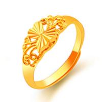 [新款镀金五件套]沙金女款项链戒指耳环手镯女士饰品情侣套装 戒指