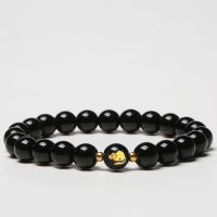 时尚黑生肖手链发光手串男女款单圈多圈情侣手链项链夜光佛珠手饰 SL205款8mm 生肖鼠