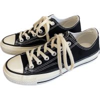 帆布鞋女夏季低帮1970s帆布鞋女2021新款女学生韩版小众小白鞋夏 1970s低帮黑色 35