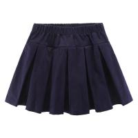 春夏装新款英伦学院风女童短裙儿童百搭百褶裙中大童淑女半身裙裤 丈青全松紧腰裙 80