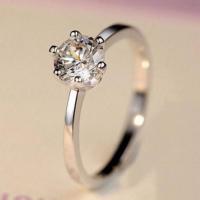 送证书高档镀玫瑰金情侣可调节六爪戒指女友一对韩版简约饰品礼物 一克拉六爪钻戒(配证书)
