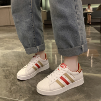 贝壳头小白鞋女新款百搭韩版学生休闲鞋春季秋款平底拼色板鞋子 红色 35