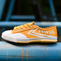 feiyue飞跃春秋新款手工帆布男女情侣复古休闲百搭圆头国潮小白鞋 DF-194橘黄白 34