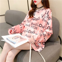 2021年早秋季新款外穿春秋衣长袖T恤女装宽松小众设计感上衣服潮 粉色 M