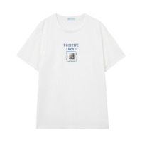 快鱼时尚简约休闲套头上衣男2021夏季新款帅气百搭圆领短袖T恤男 A款白色31T3009 M