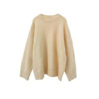 很仙的软奶黄加厚马海毛毛衣女慵懒风秋冬外穿宽松麻花套头上衣 奶黄色毛衣 S