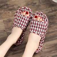 2021欧式布底拖鞋木地板室内家居家男女春秋冬季棉布无声软底布艺 女款008 暗红酒 女小码适合35-37脚