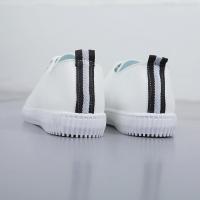 春秋皮面小白鞋系带街拍帆布鞋女韩版休闲鞋百搭透气平底学生板鞋 白黑色 标准码 35