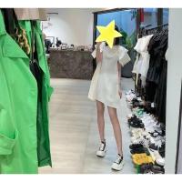 特价不调换2021夏季圆领花瓣袖子韩版百搭连衣裙女时尚A字娃娃裙 白色 L