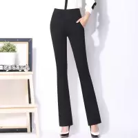 春夏喇叭裤子弹力小喇叭修身显瘦 微喇女士大码 高腰休闲女式长裤 黑色长裤春秋款 松紧腰 微喇叭 S