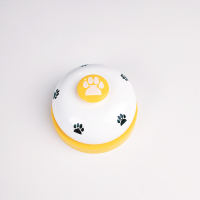 猫狗训练器宠物脚印按铃泰迪狗按铃器叫餐铃狗狗智力玩具铃铛 白+黄 脚印款7.2cm