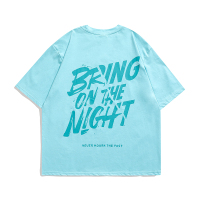 @方少男装 夏季青年潮流字母印花短袖男ins韩版bf风休闲半袖T恤衫 浅蓝色 M