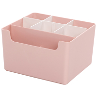 手机充电器收纳盒家用耳机数据线整理盒子分格桌面充电线收纳神器 粉色