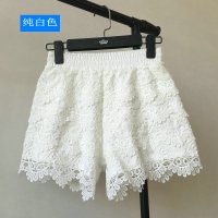 多色蕾丝短裤女2020春夏新款花边拼接打底裤防走光白色安全裤热裤 白色 S