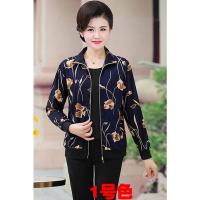 新款妈妈装长袖小外套春秋夹克大码时尚休闲上衣中老年女宽松薄款 花色1 收藏加购优先发 XL 建议80-105斤左右