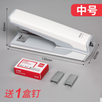 得力省力型大号订书机办公用品中号小号订书器多功能钉书机学生用装订机手动订书钉重型加厚订书机 [中号]0462 白色(赠1