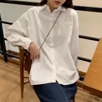 初恋春秋白色上衣长袖打底衬衫女韩版宽松春装2021新款白衬衣内搭 白色 S